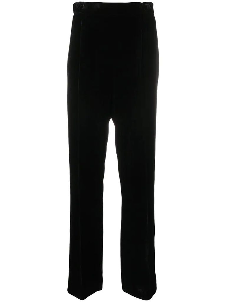 high-waisted crystal-embellished trousers