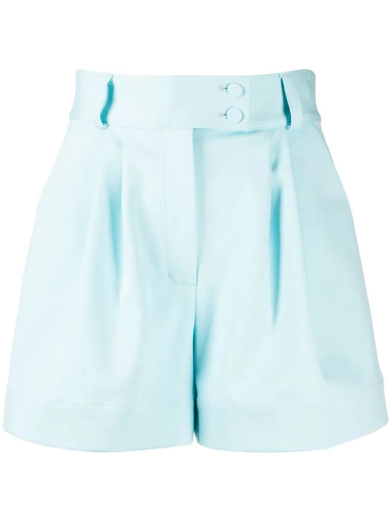 belted pleated waist shorts