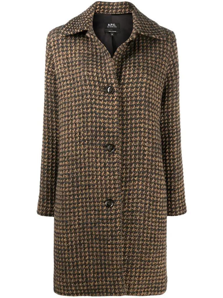 Woven Check single-breasted coat