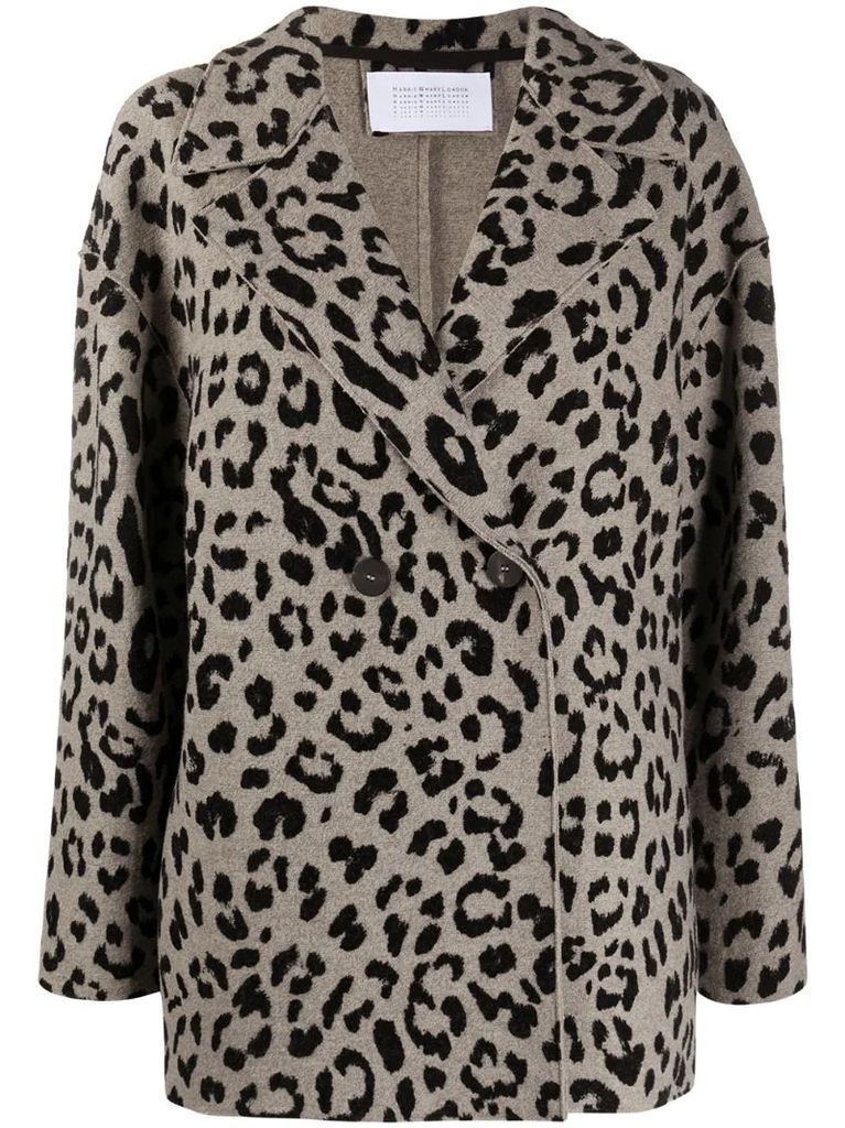 leopard-print wool jacket