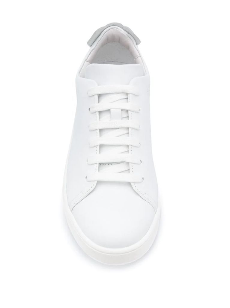 logo embossed leather trainers