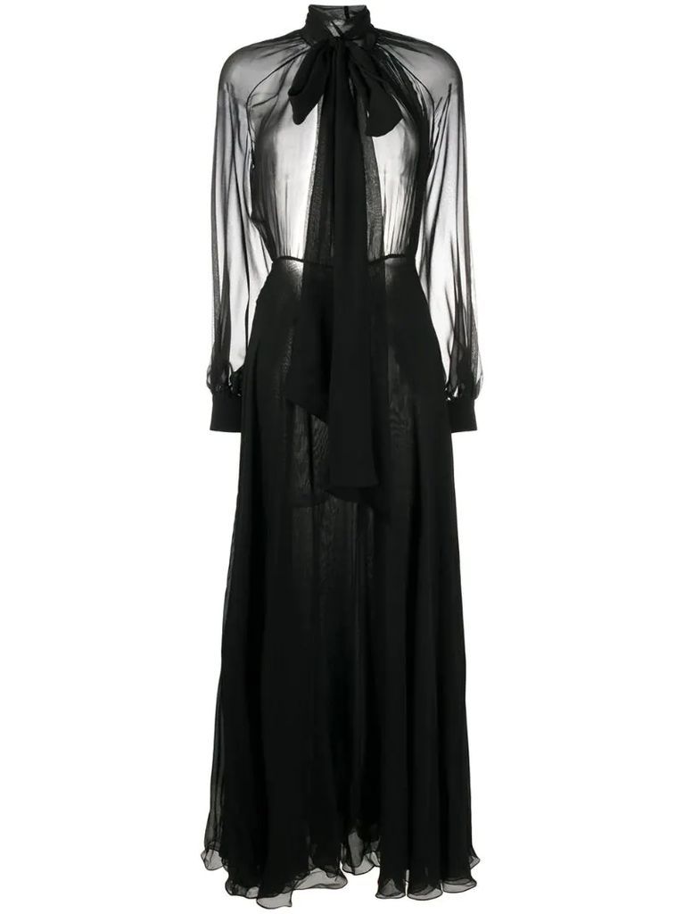 open-back long silk dress
