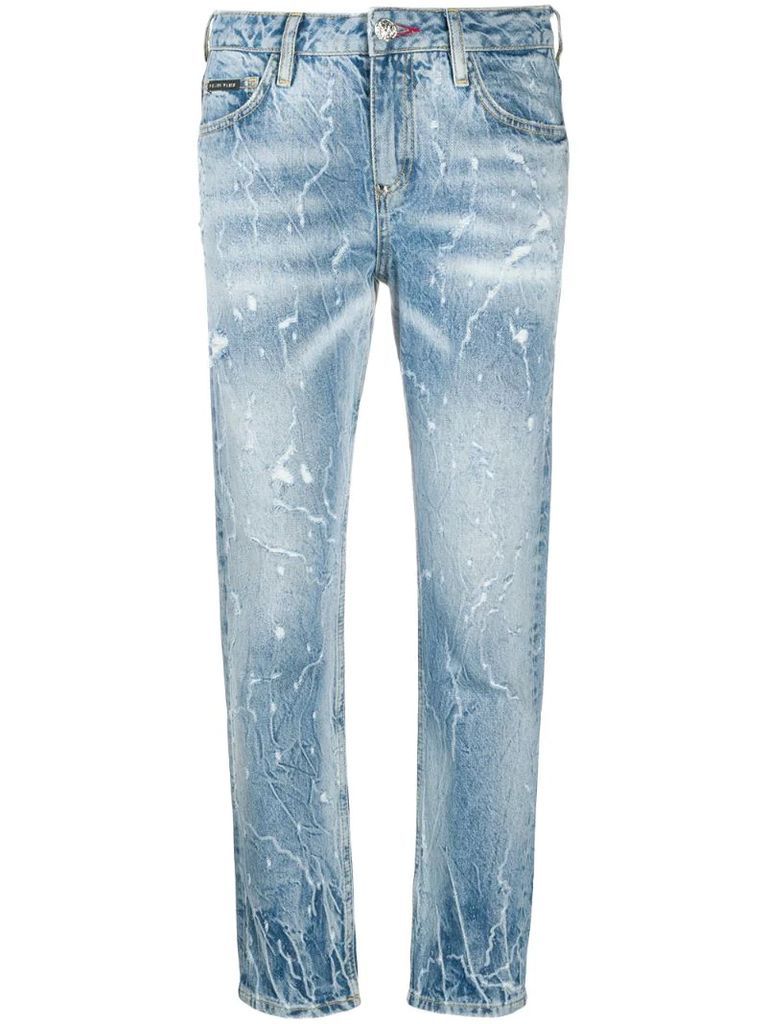 washed-effect boyfriend jeans