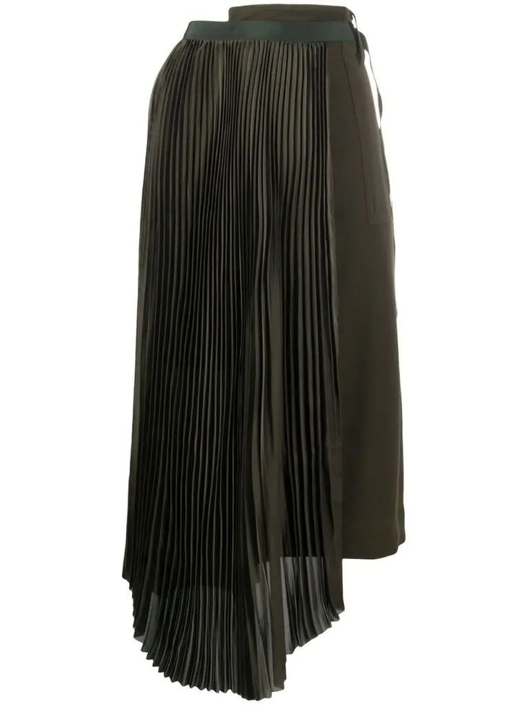 asymmetric pleated midi skirt