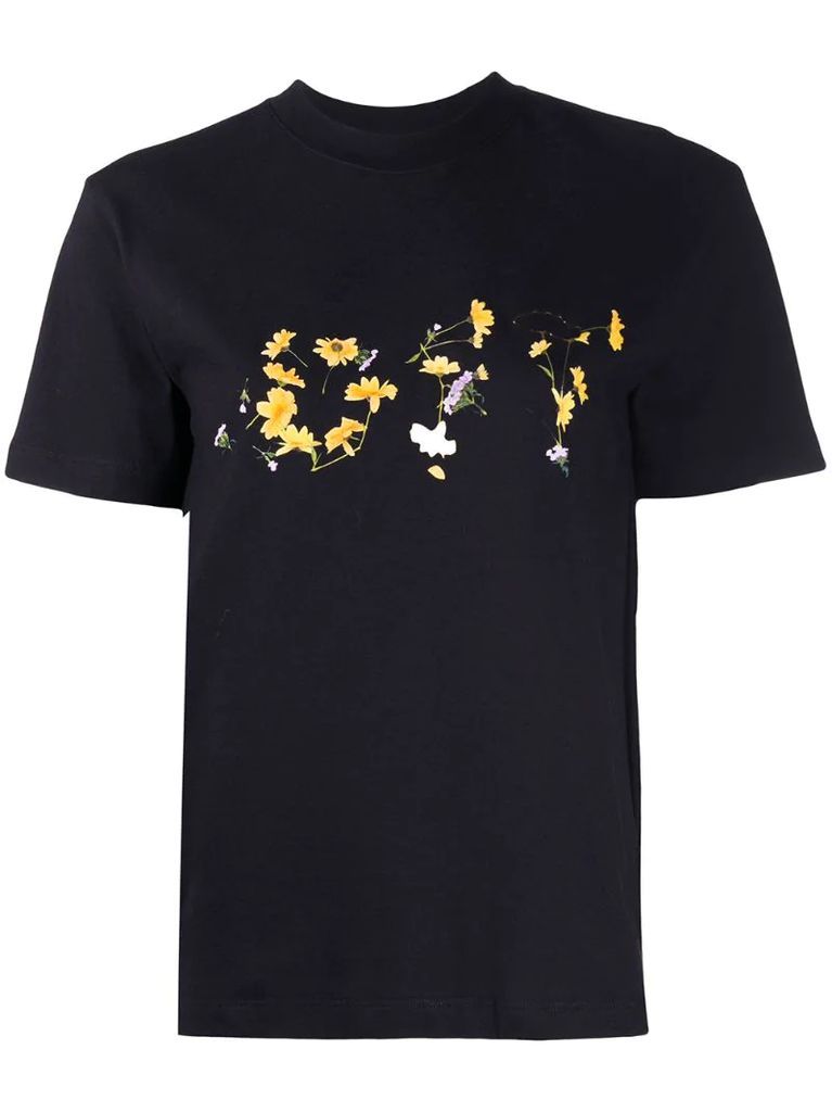 flower logo print T-shirt