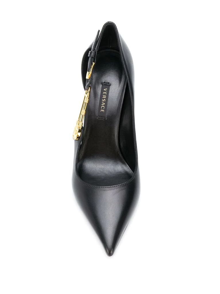 safety-pin pointed leather pumps