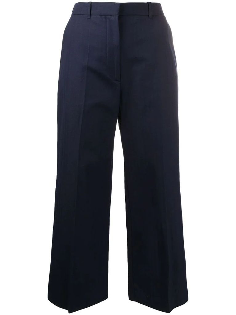 cotton flared cropped trousers