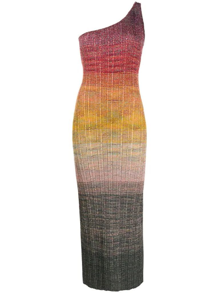 colour-block one shoulder dress