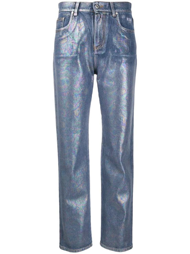 metallic straight jeans