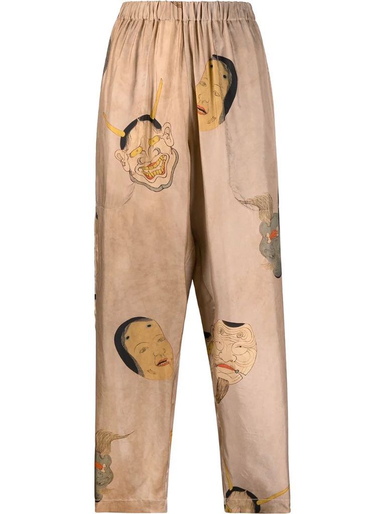 face-print tapered trousers