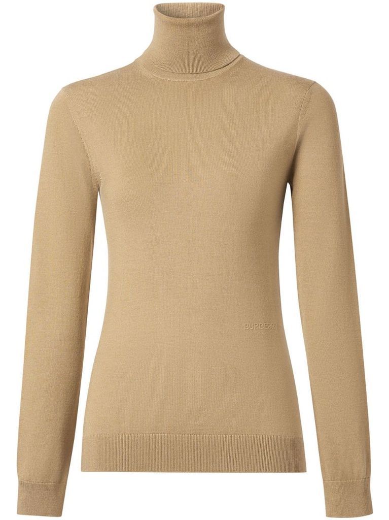 two-tone roll-neck jumper