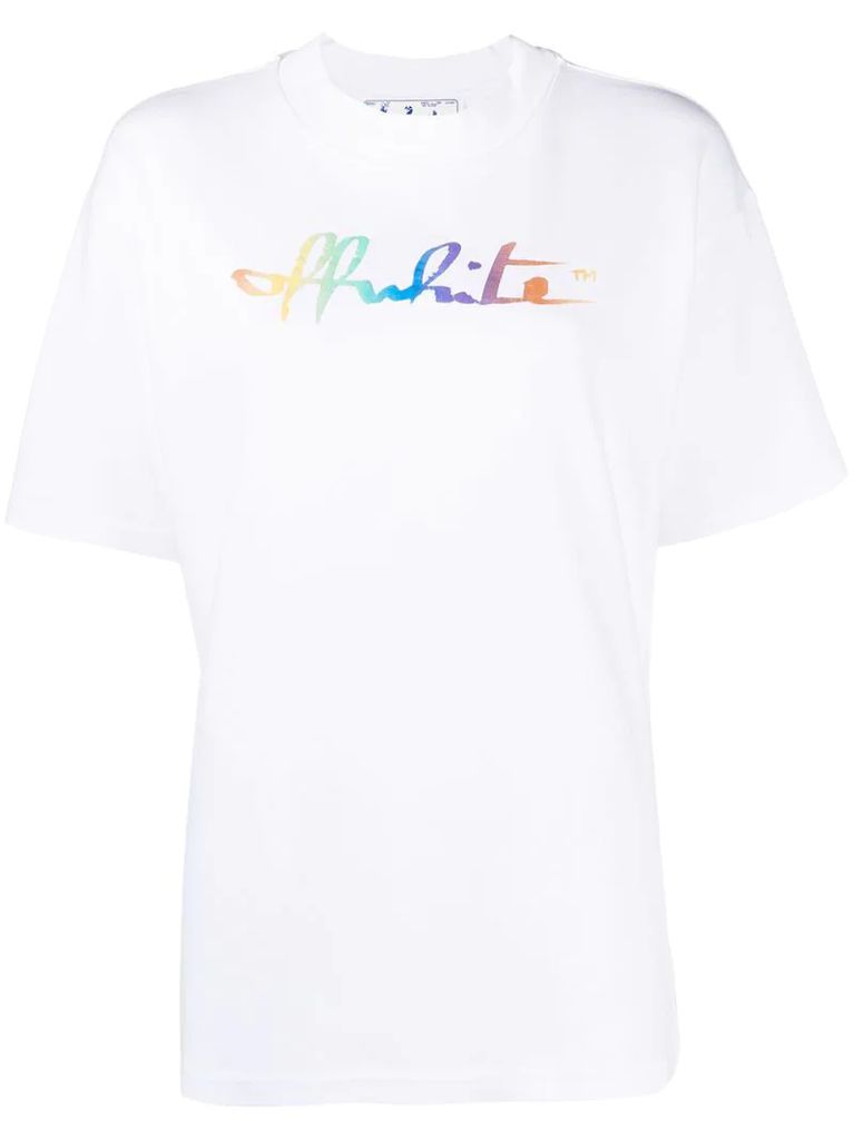 rainbow script logo print Tomboy T-shirt