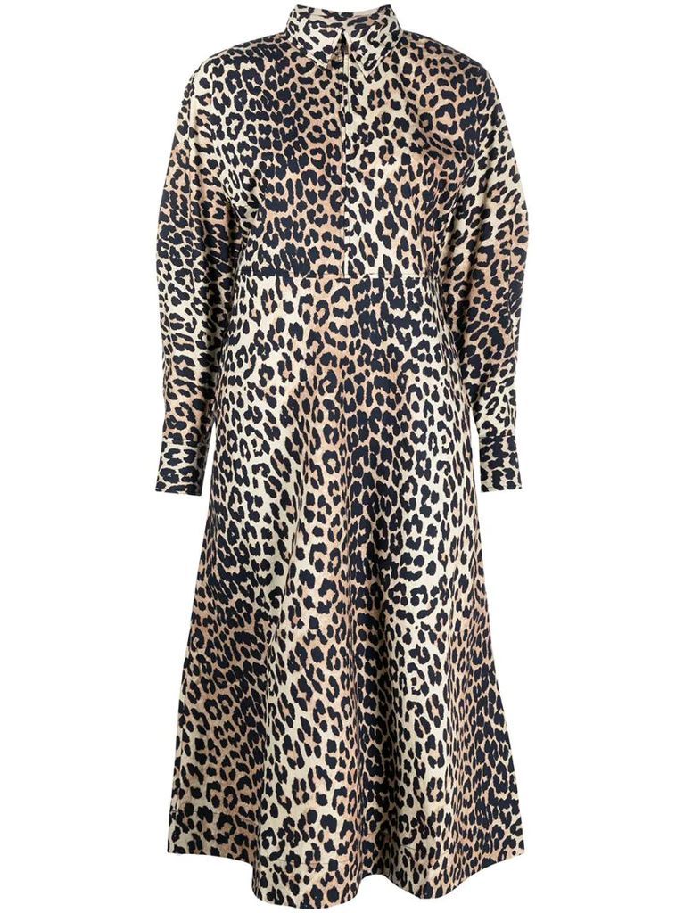 leopard-print shirt dress