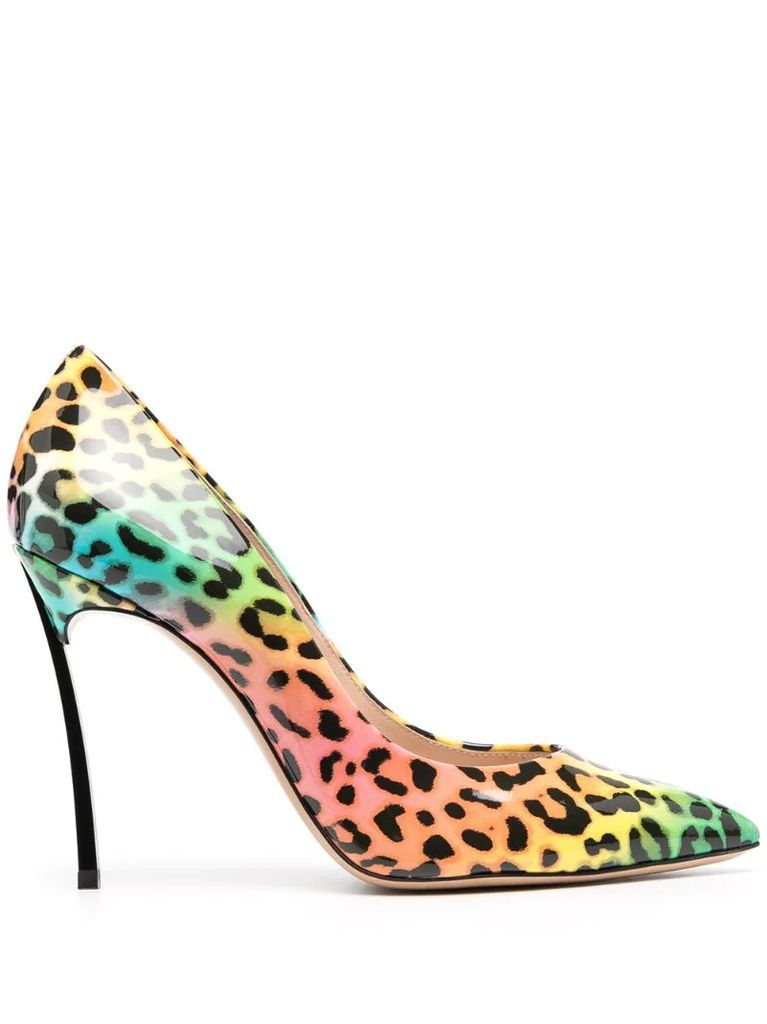 rainbow leopard-print pumps