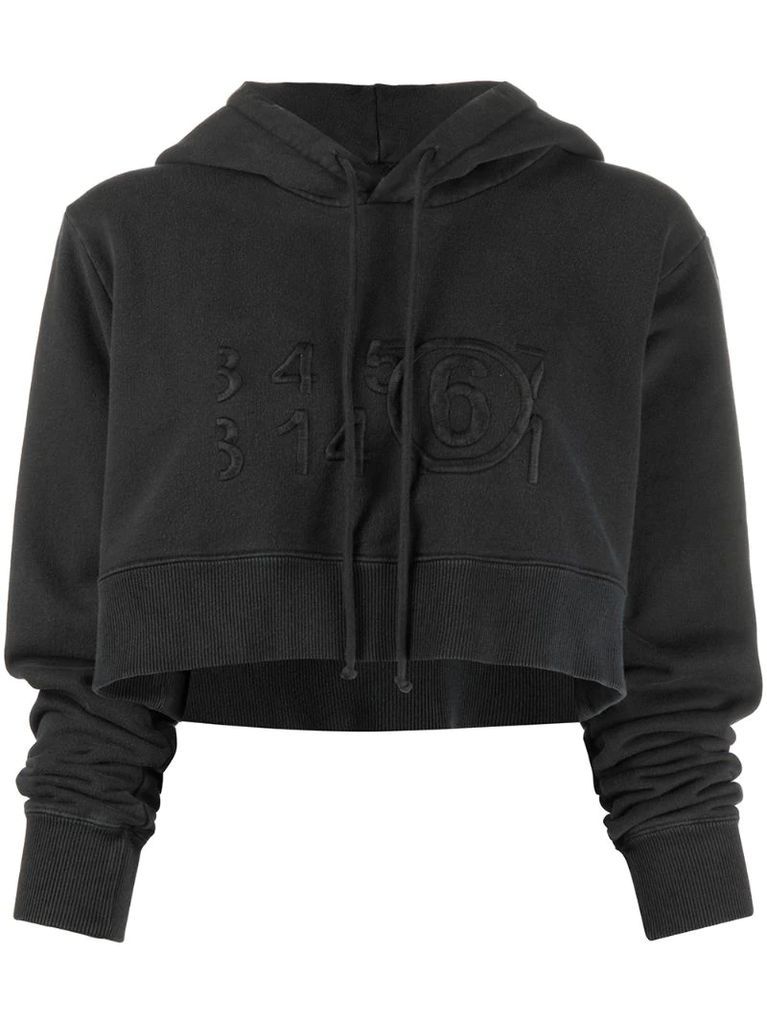 raised-logo cropped hoodie