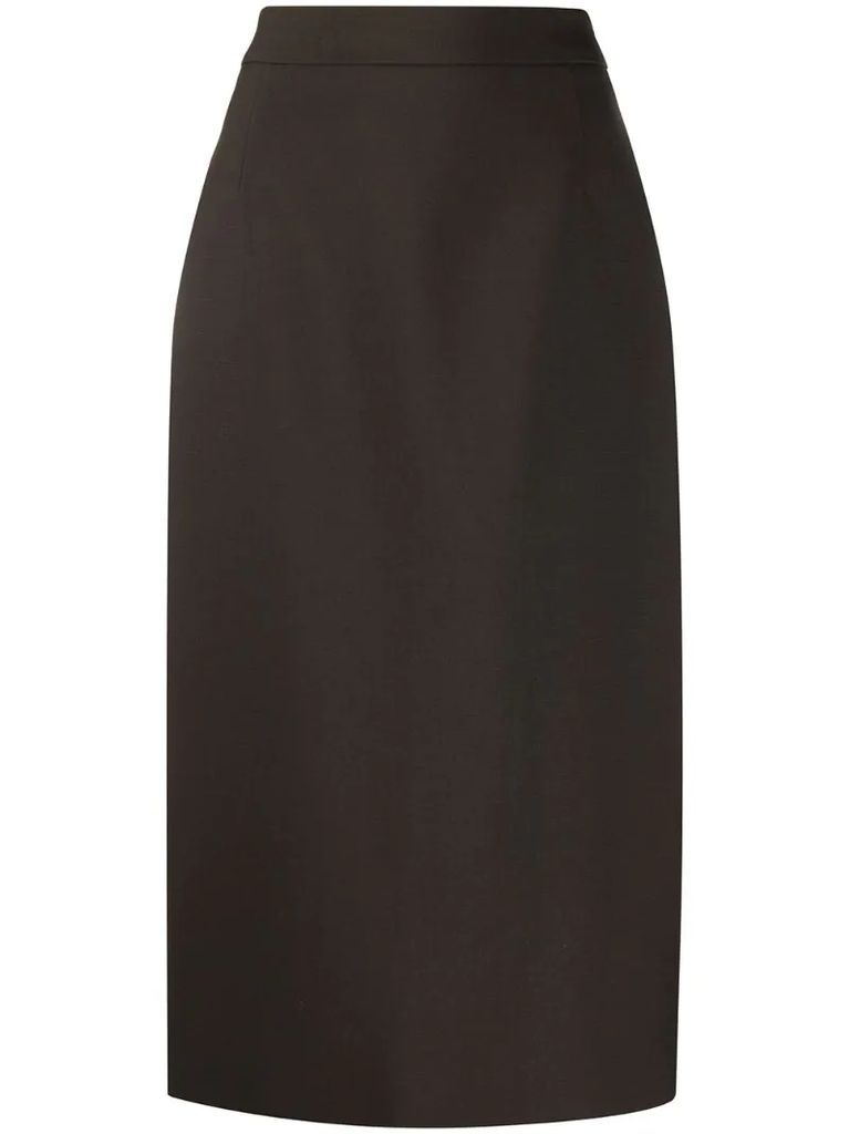 virgin wool tailored pencil skirt with back slit