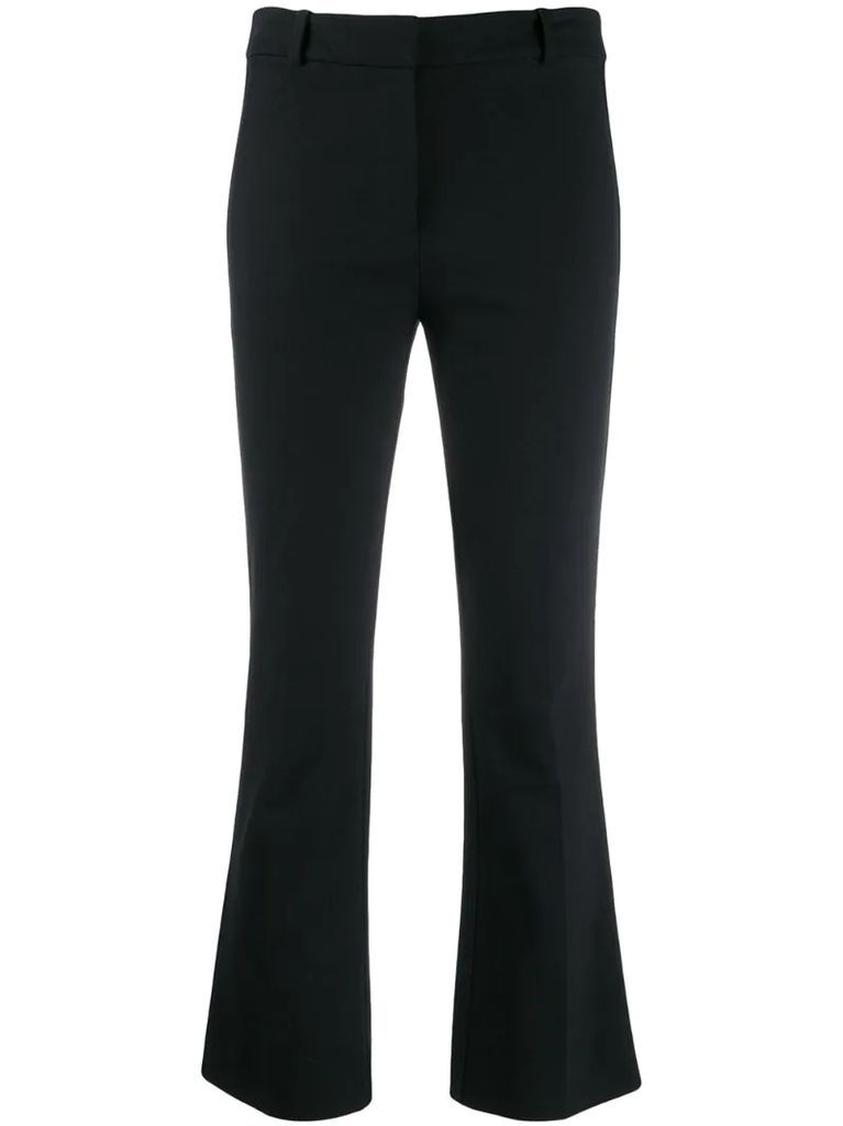 Corinna Tuxedo Stripe Cropped Flare Crosby Cotton Twill Trouser