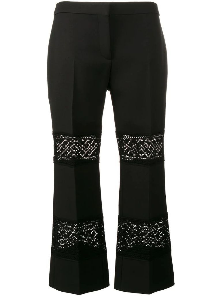 lace insert cropped trousers