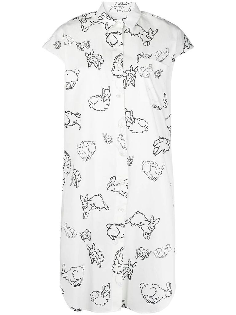 bunny-print shirt dress