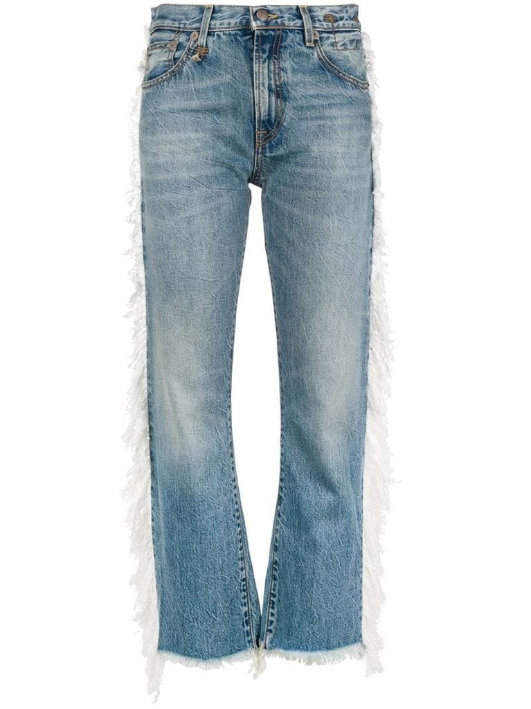fringed straight-leg jeans