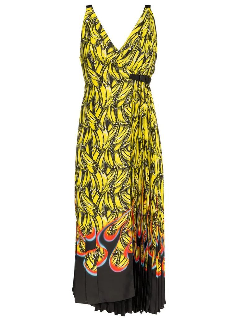 sleeveless banana flame print dress