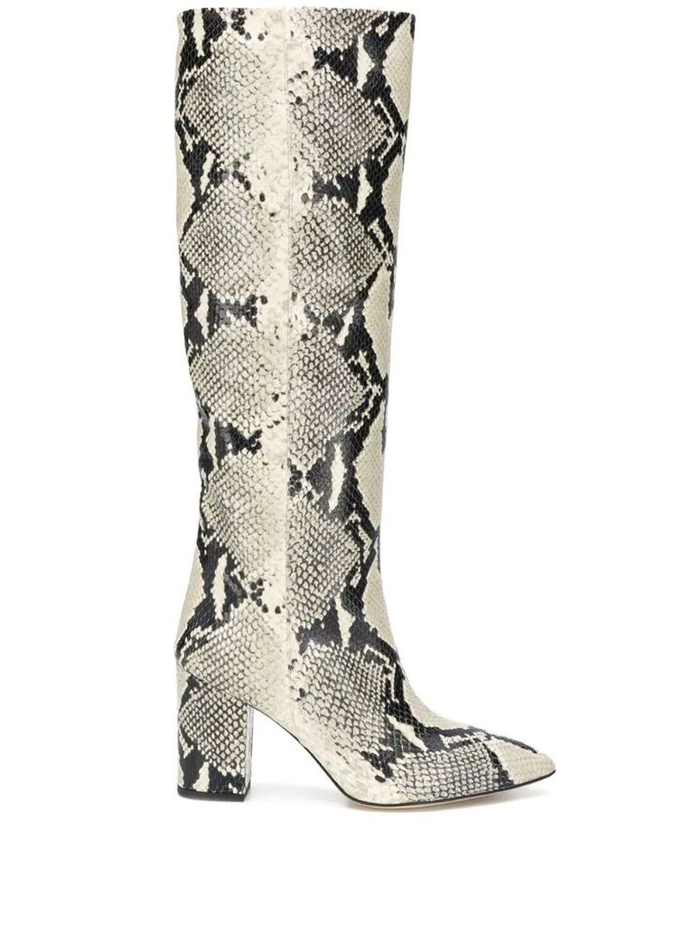 snake embossed 90mm boots