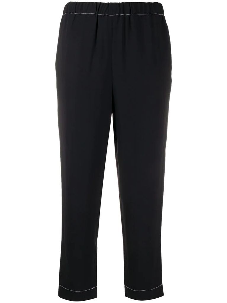 contrast-trim cropped trousers