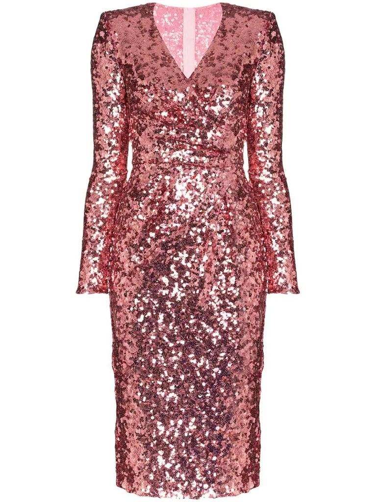 sequinned wrap dress
