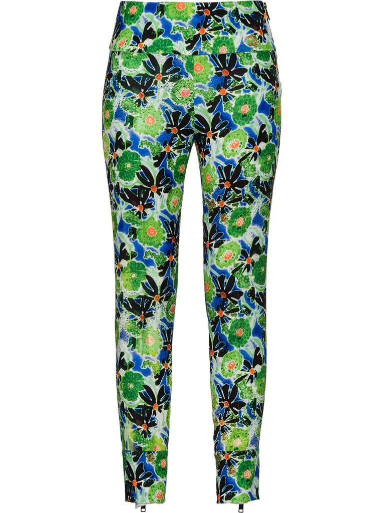 Technical floral trousers