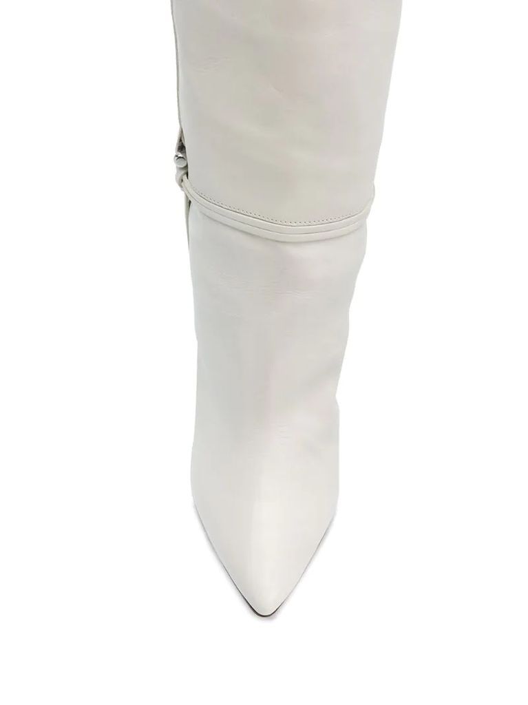 pointed-toe knee-high boots