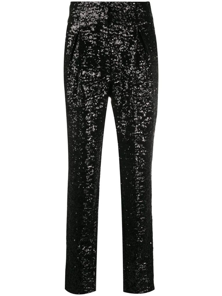 sequin tapered trousers