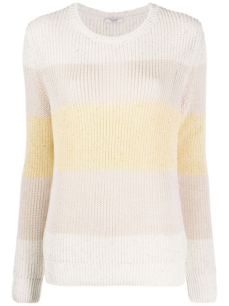 round neck block stripe sweater