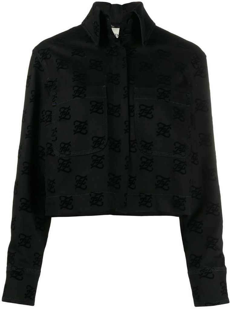 FF motif back-bow denim jacket
