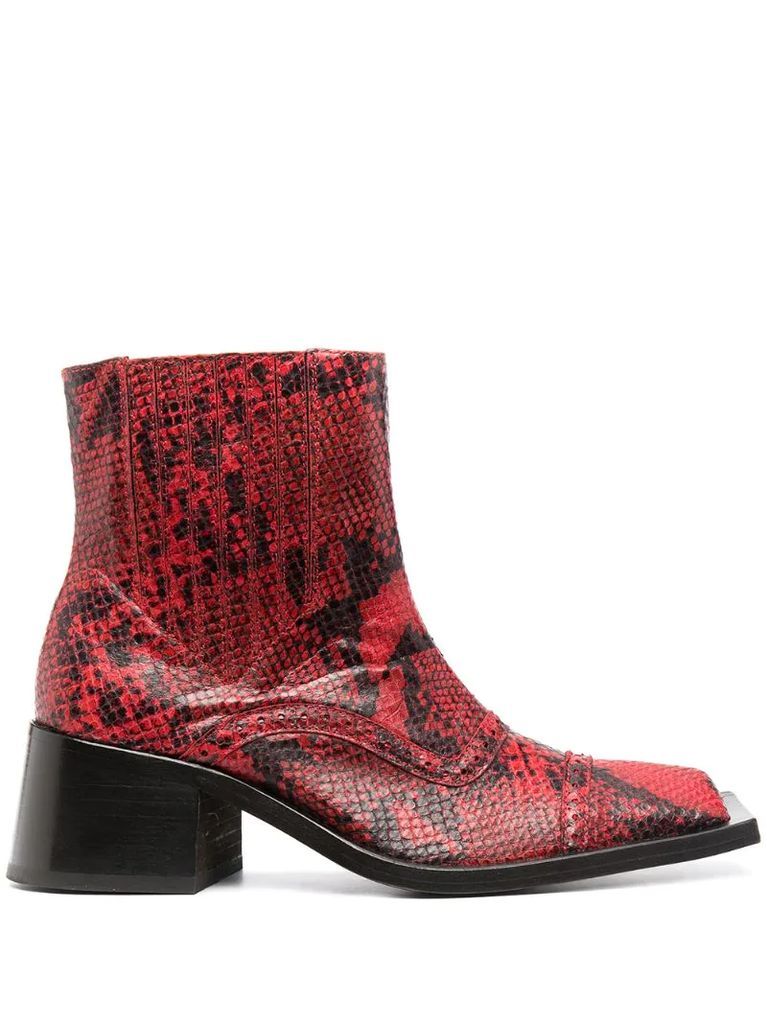 embossed snakeskin effect boots