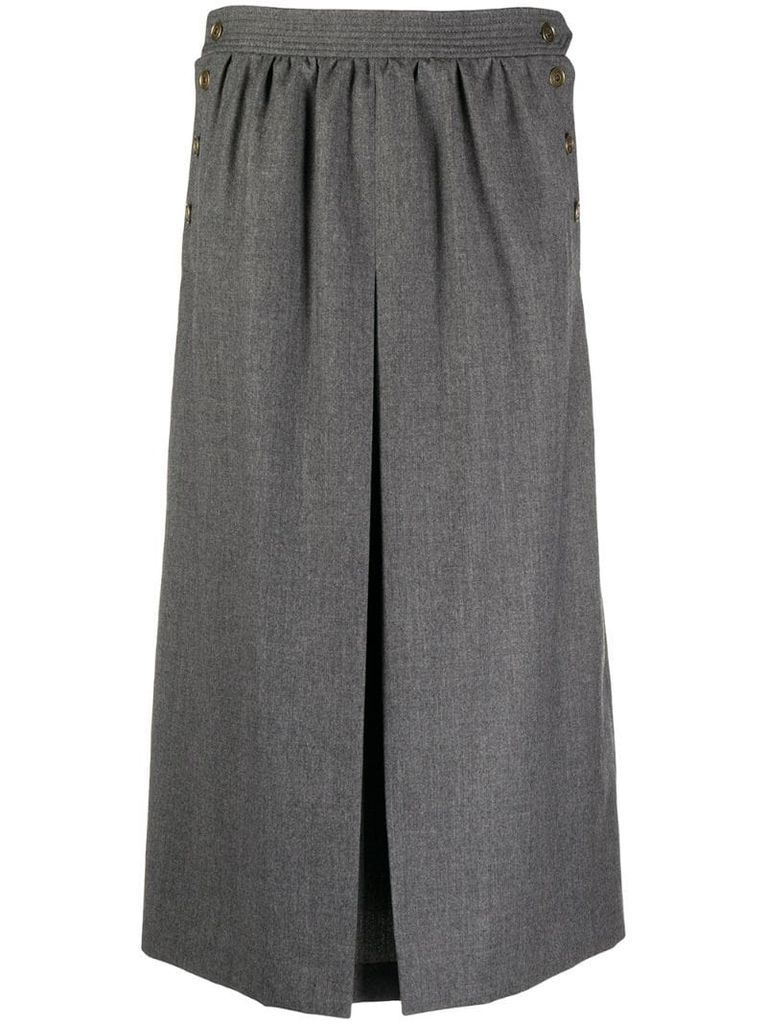 pleat-detail mid-length skirt
