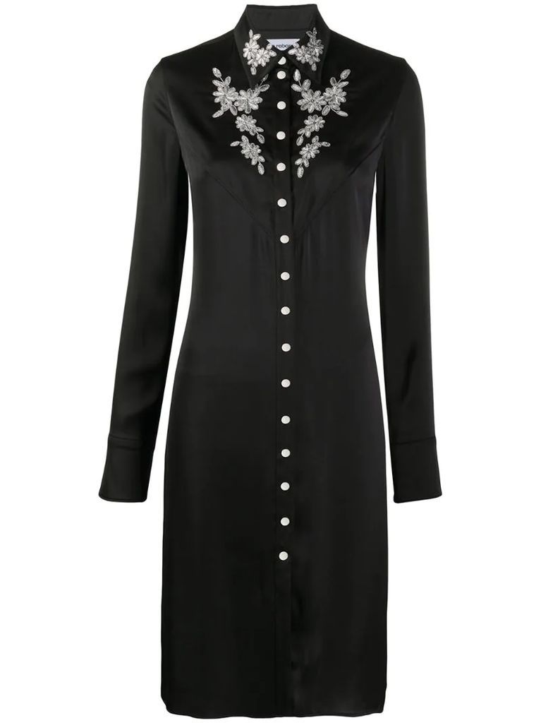 lace embroidered shirt dress