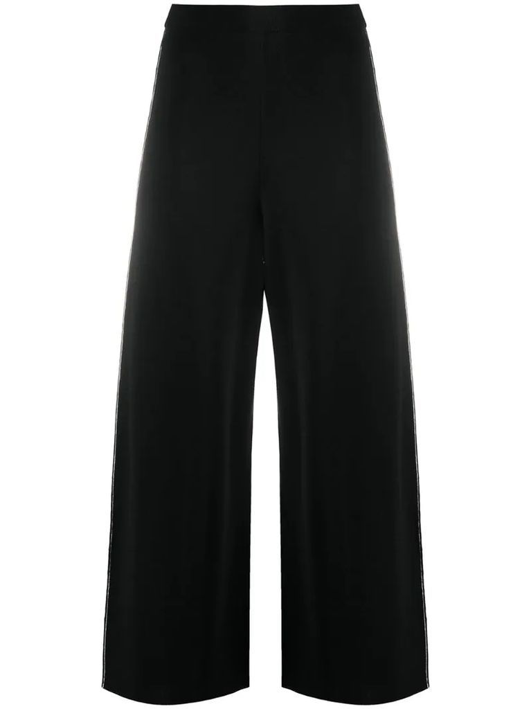 knitted wide-leg cropped trousers