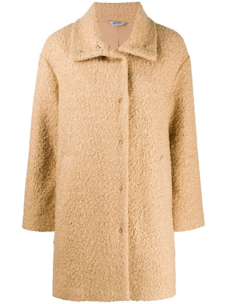 button-up faux fur coat