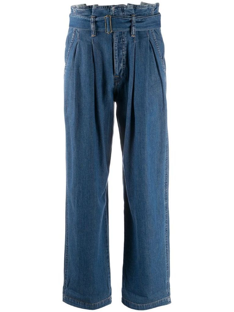 paper-bag pleated jeans