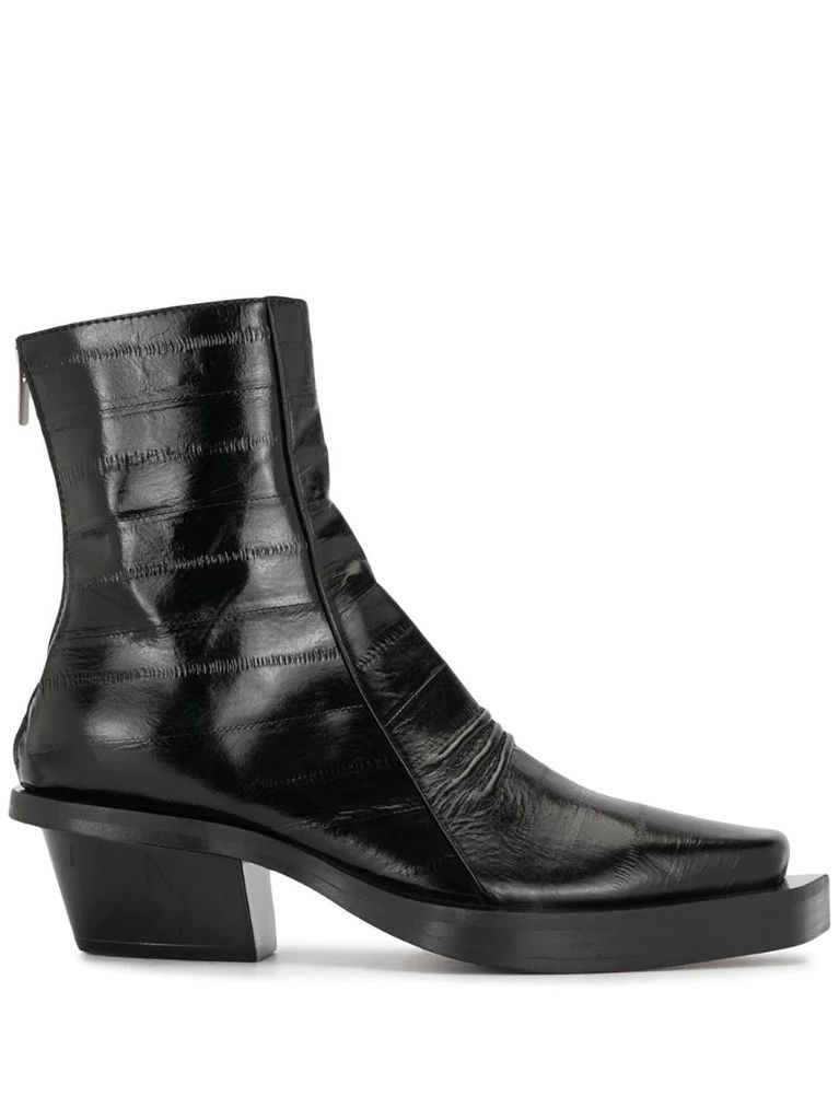 croc-effect ankle boots