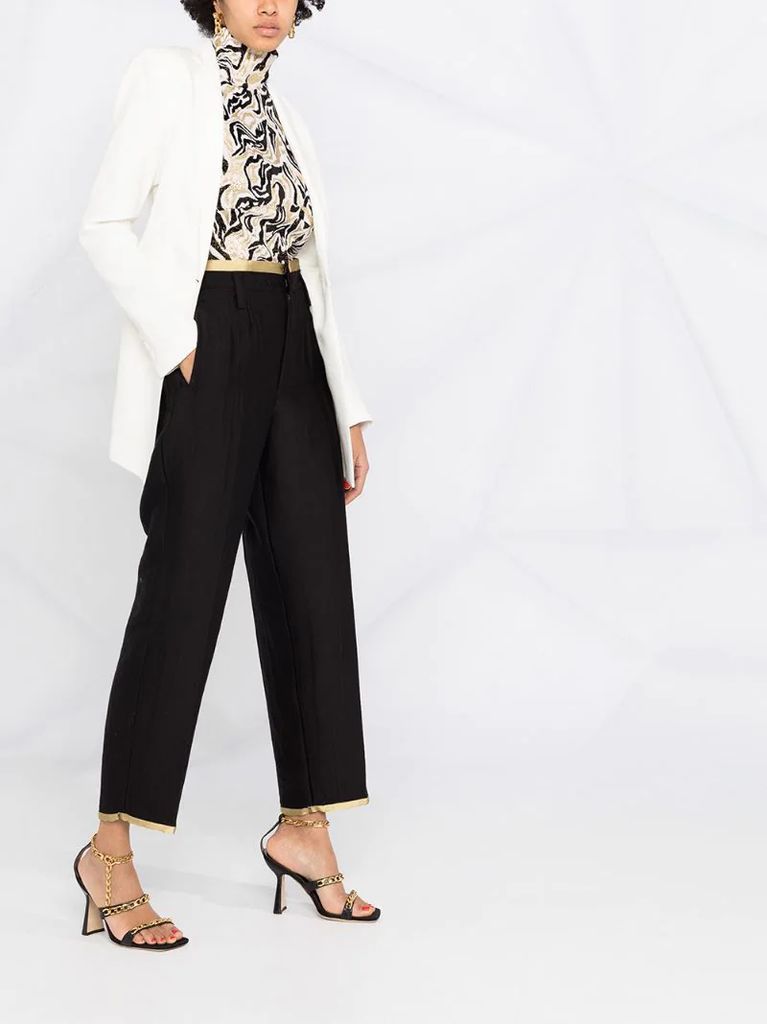 contrast-trim high rise trousers