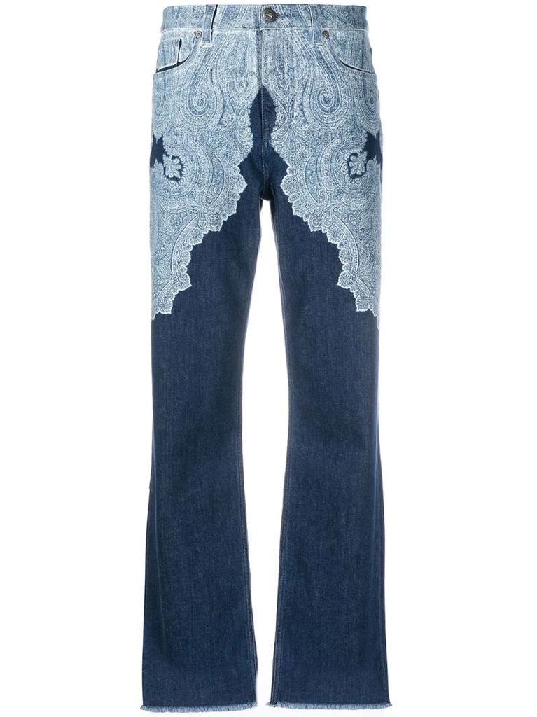 paisley-print wide leg jeans