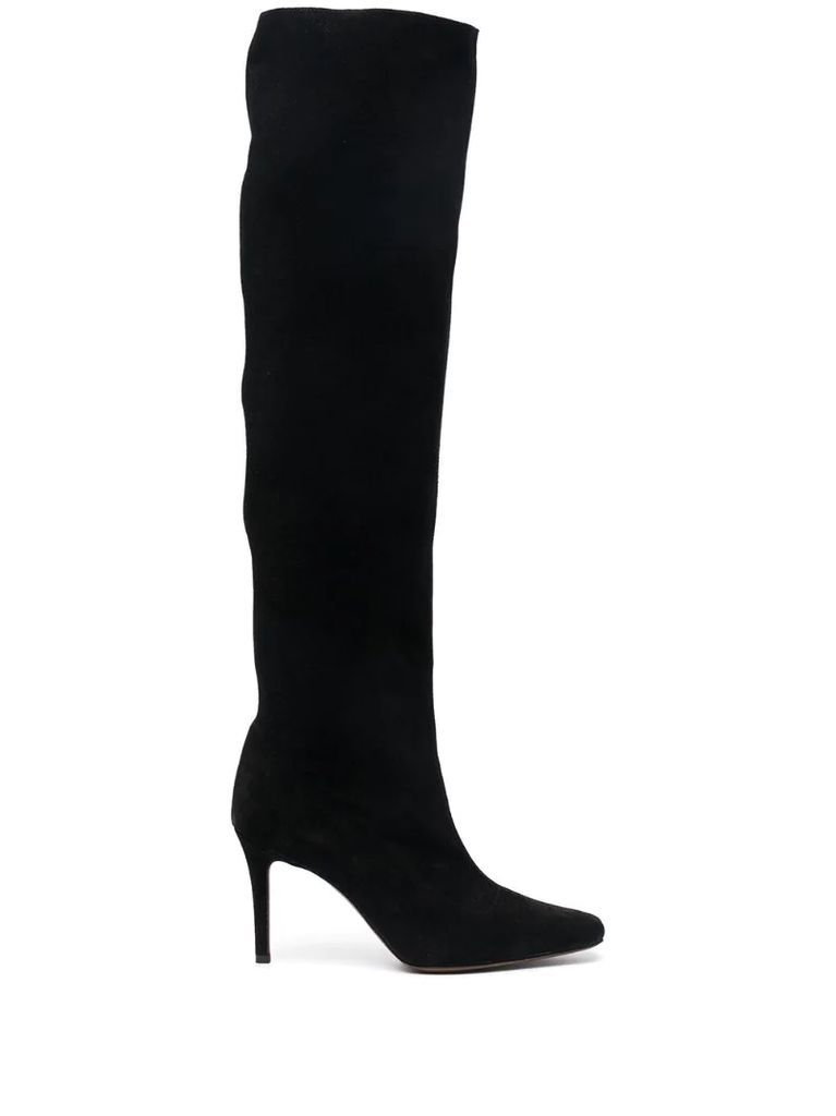 square-toe knee-high boots