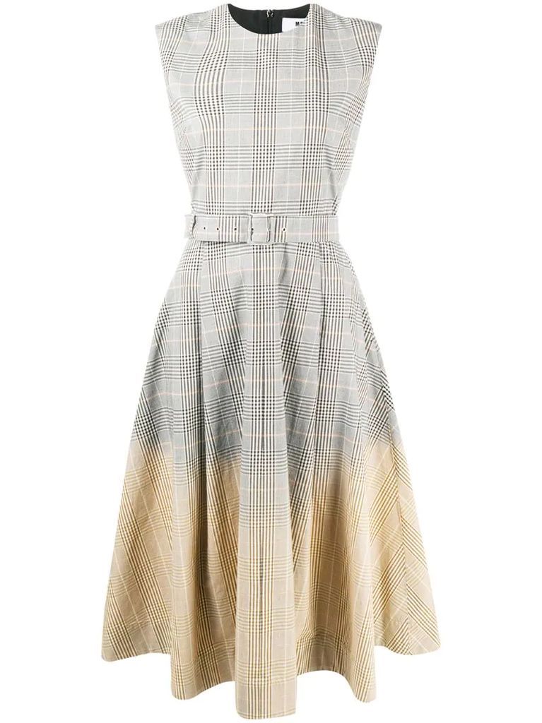 gradient check midi dress