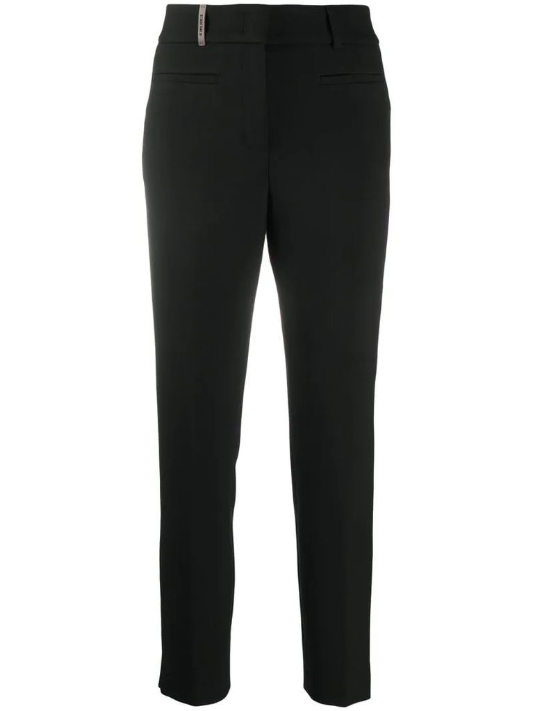 high-rise slim-fit cropped trousers