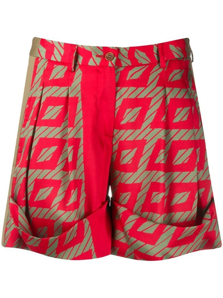 geometric abstract-print shorts
