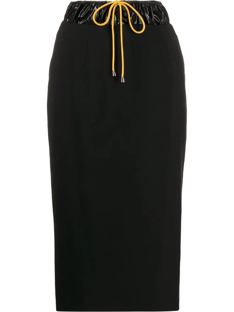 drawstring waist pencil skirt