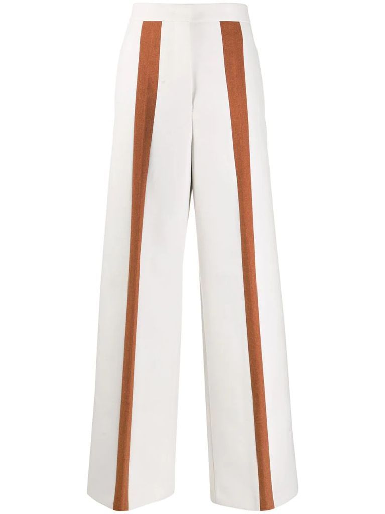 striped detail flared trousers