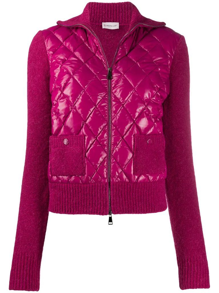knitted sleeves quilted puffer jacket