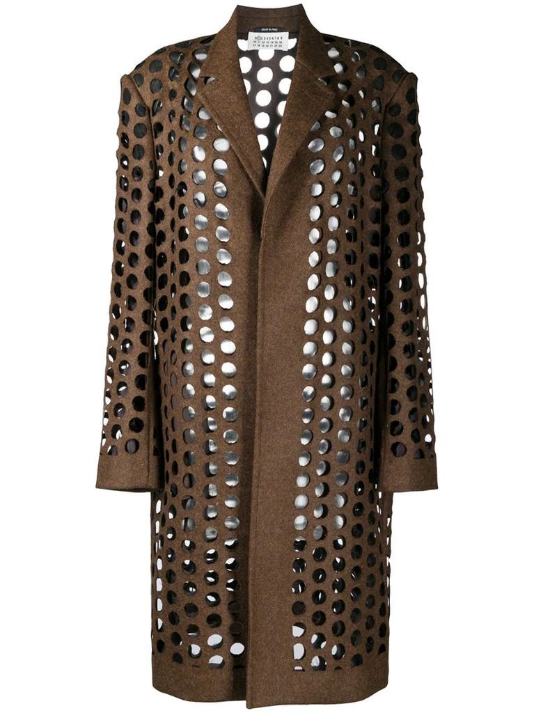 perforated single-breasted coat